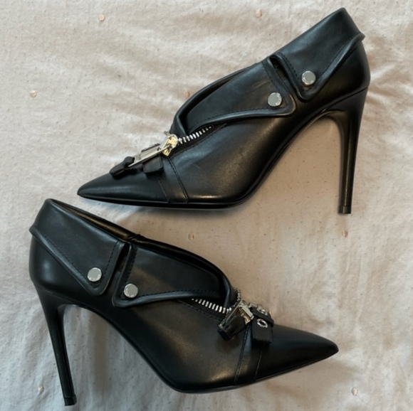 Moschino Biker Nappa Leather Pumps Black Women's size eur 37 or US 7 - Picture 3 of 9